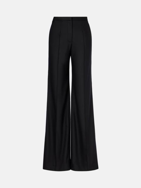 Pleated wool-blend wide-leg pants