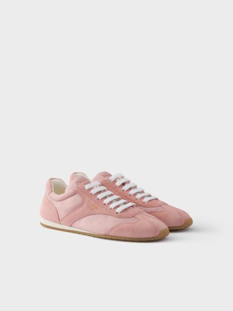 Re-Nylon and suede laced sneakers