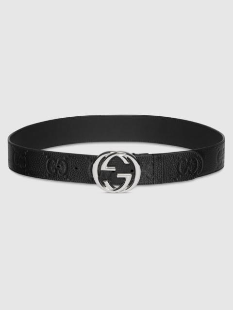 Wide belt with Interlocking G buckle