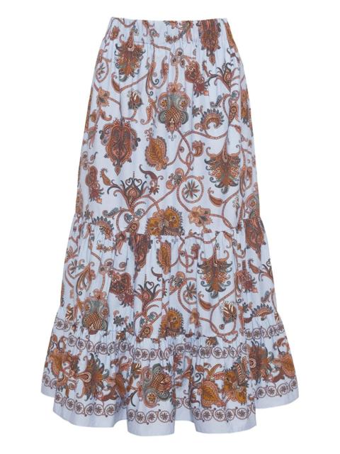 Chase paisley-print tiered midi skirt
