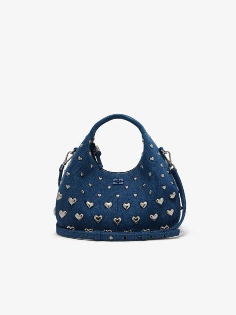 DENIM STUD MINI HOBO BAG