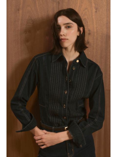 Denim Corset Stitch Detail Shirt