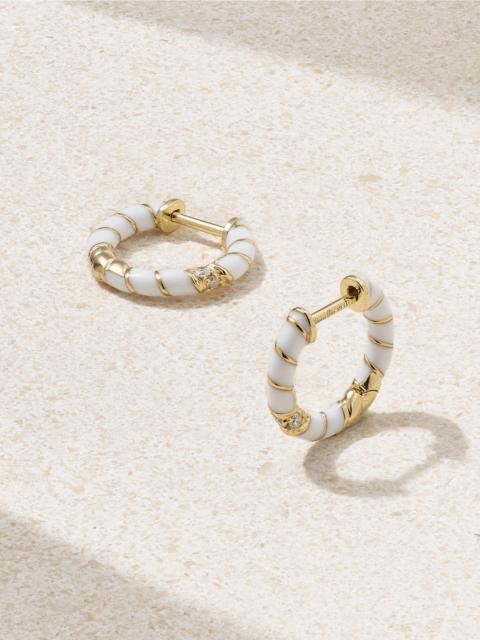 9-karat Gold, Enamel And Diamond Hoop Earrings