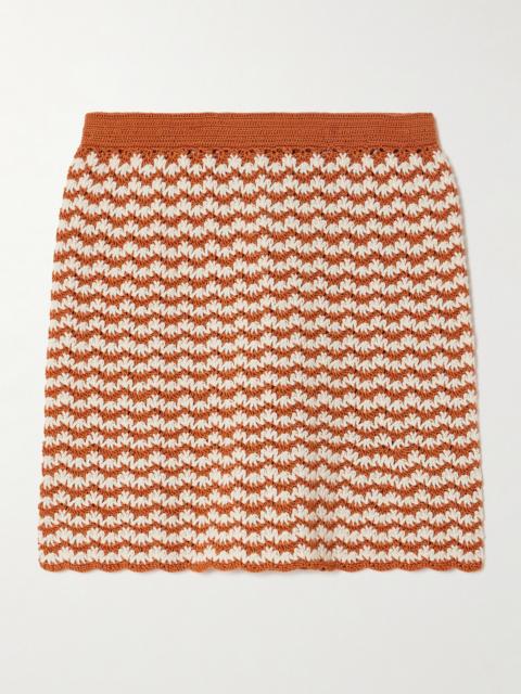 Striped Crocheted Cotton Mini Skirt