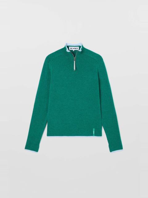 FITTED LONGSLEEVE W ZIP / green