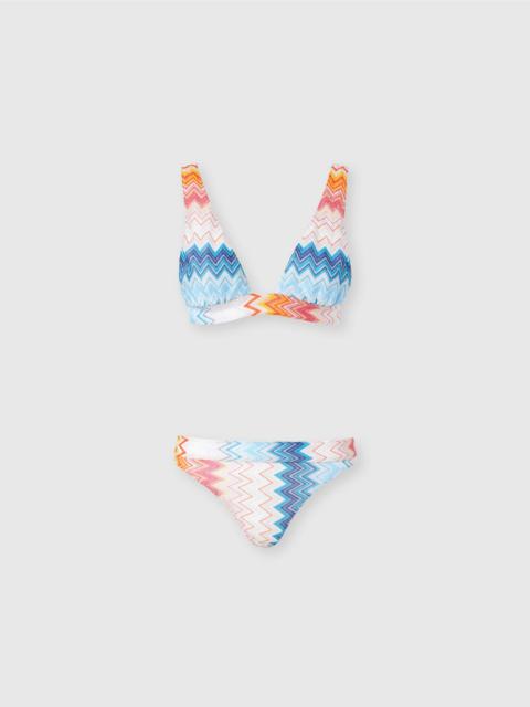 Zig zag lamé viscose-blend bikini