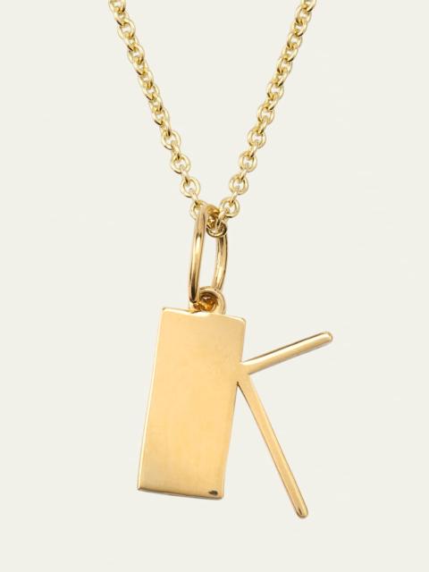 14K Pure Block Initial Necklace