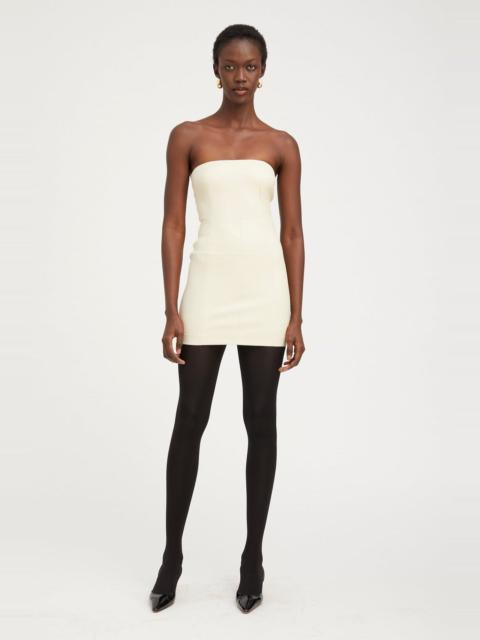 OFF WHITE LEATHER STRAPLESS DRESS