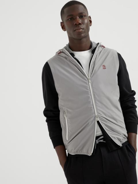 Bonded nylon hooded vest with logo