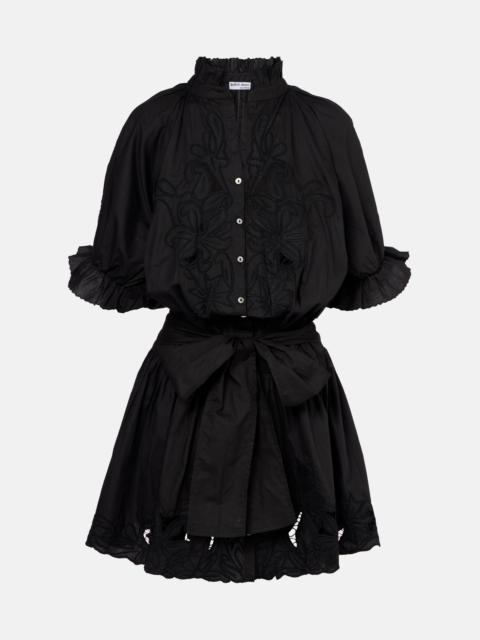 Embroidered cotton poplin minidress