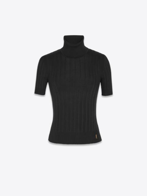 monogram top in ribbed silk