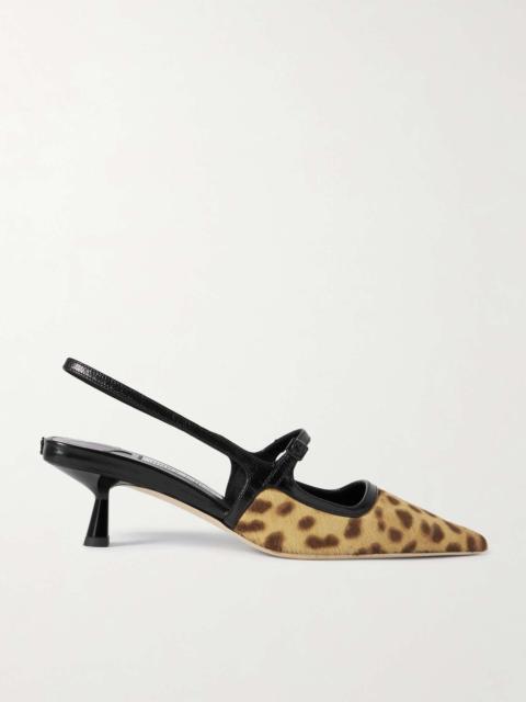 Didi 45 leather-trimmed leopard-print calf hair slingback pumps