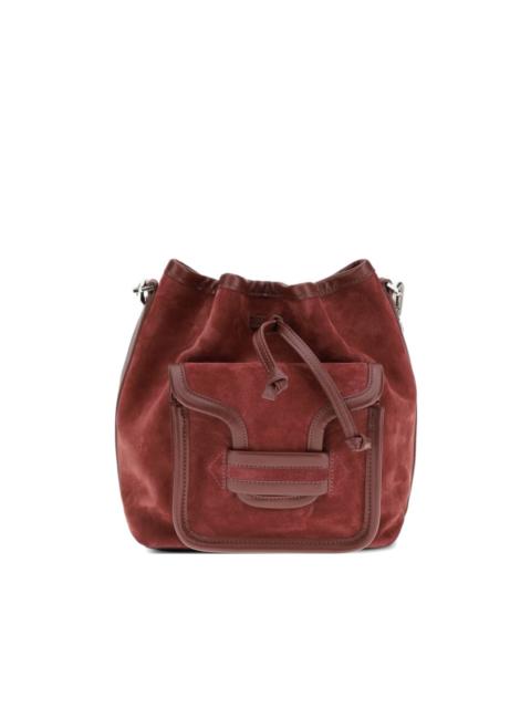 maxi Alpha suede flap pocket bucket bag