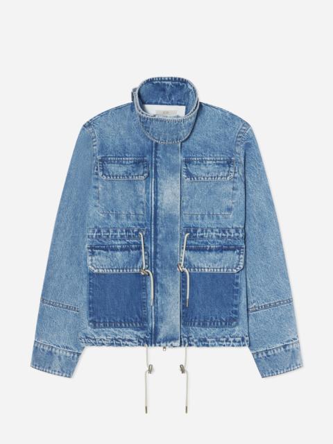 Military Jacket in Patchwork Denim