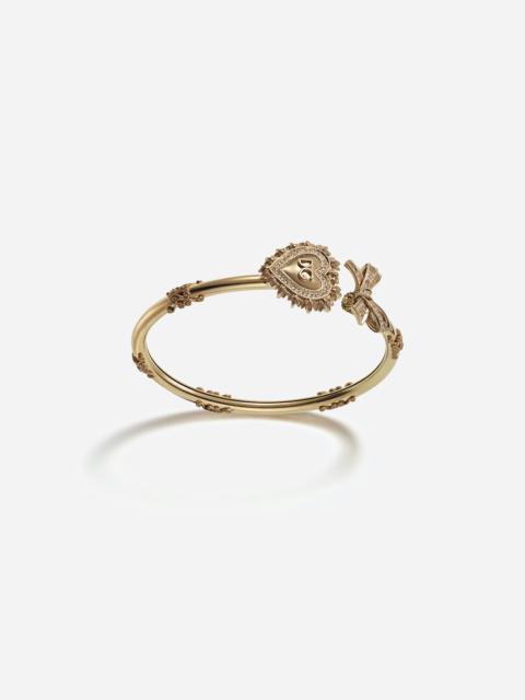 Devotion bracelet in yellow gold with diamonds