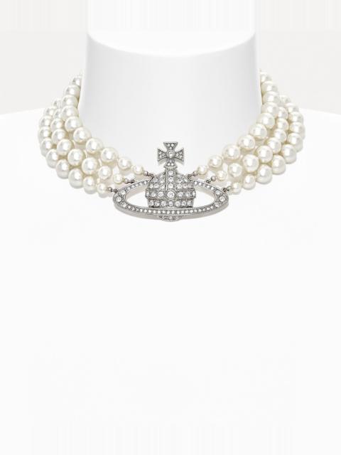 THREE ROW PEARL BAS RELIEF CHOKER