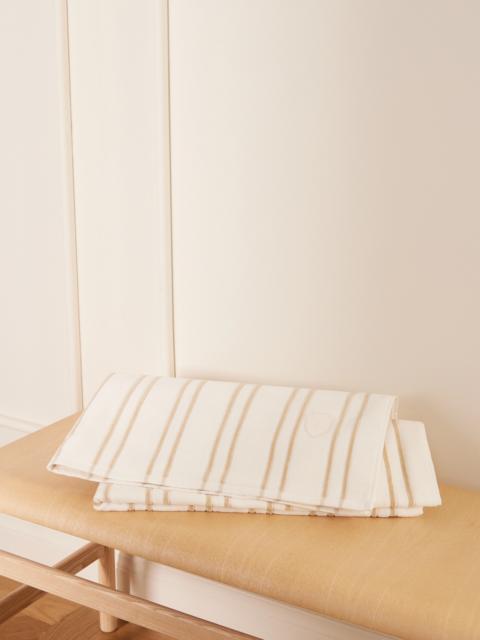 Embroidered Striped Cotton-terry Beach Towel