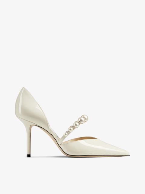 Aurelie 85
Latte Patent Leather Pointed Pumps with Pearl Embellishment