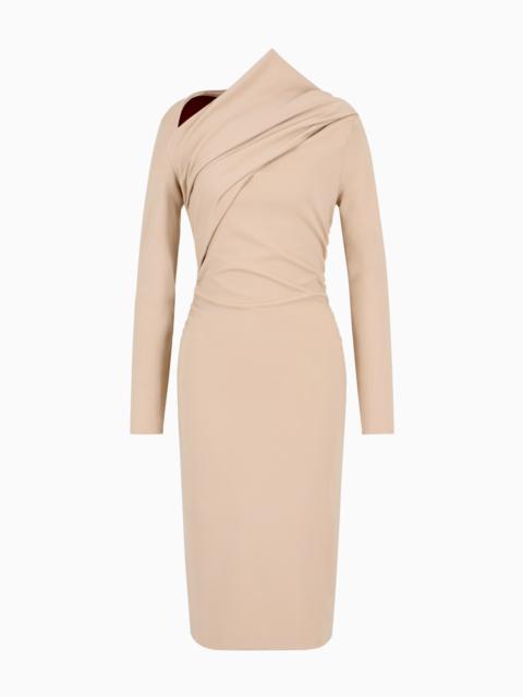 VISCOSE-BLEND MILANO-STITCH MIDI DRESS