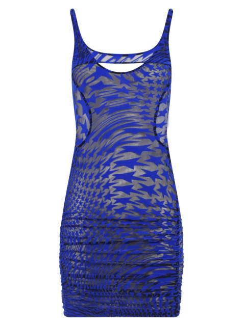 MESH MINI DRESS BLACK / ROYAL BLUE