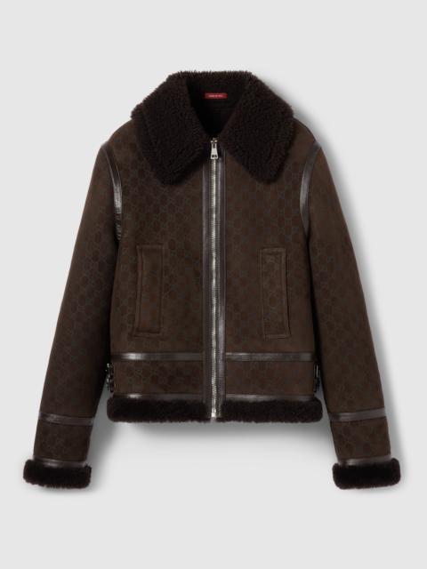 Printed suede shearling jacket