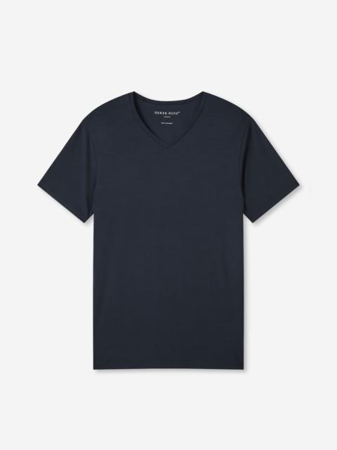 Men's V-Neck T-Shirt Basel Micro Modal Stretch Navy
