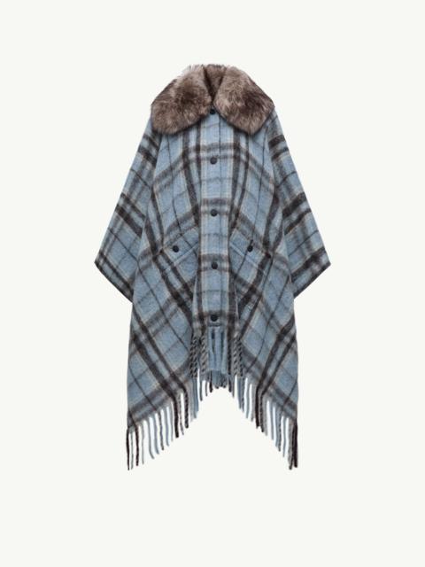 Mohair, Alpaca & Wool Blend Plaid Cape