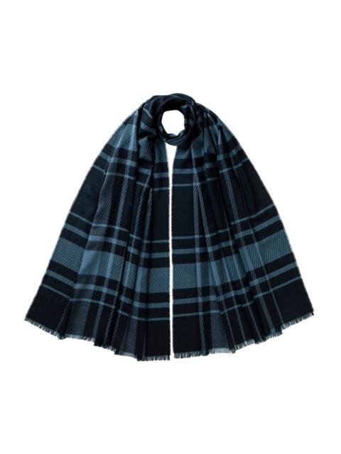 Twill Check Navy Scarf