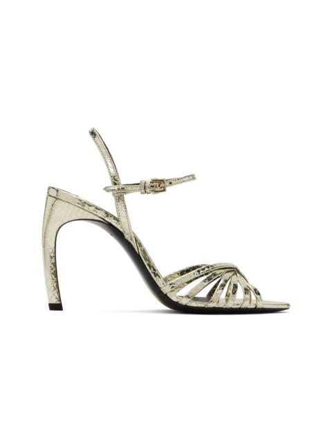 Gold Open Toe Cage Heeled Sandals