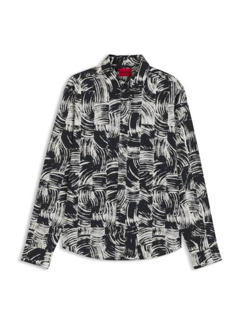 SLIM-FIT SHIRT IN ABSTRACT-PRINTED COTTON POPLIN