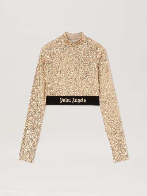 Logo Tape Sequins Top