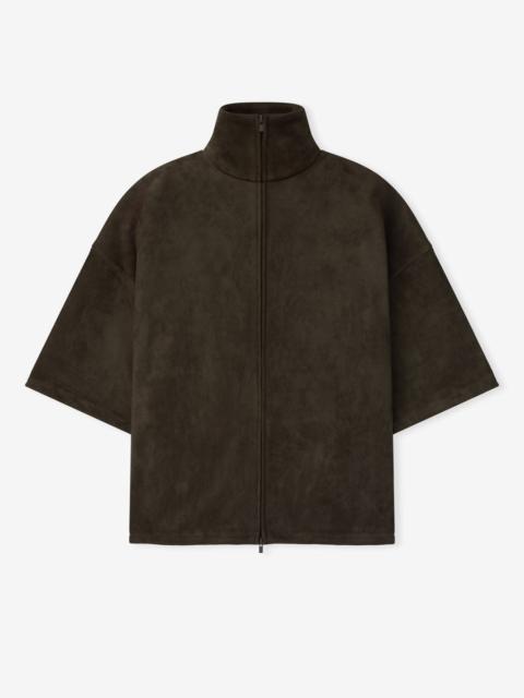 Suede Fleece High Neck 3/4 Sleeve Jacket
