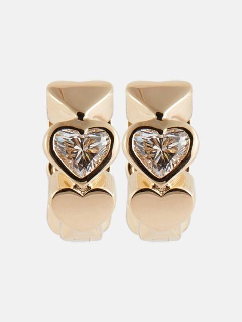 Heart Diamond 14kt gold hoop earrings