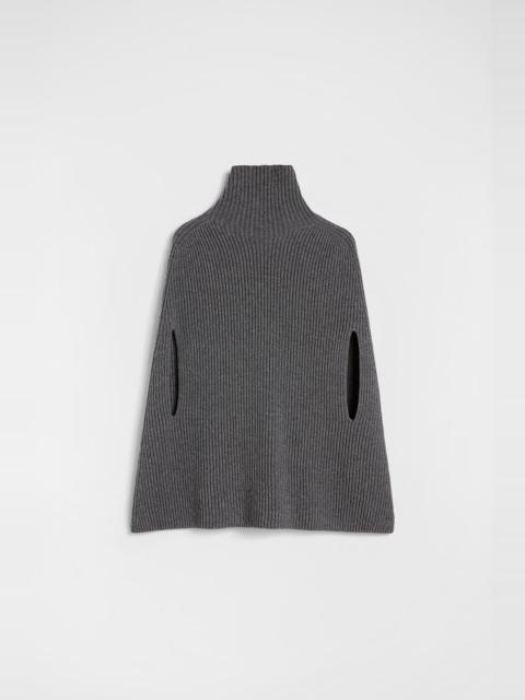 Midweight Wool High-Neck Cape