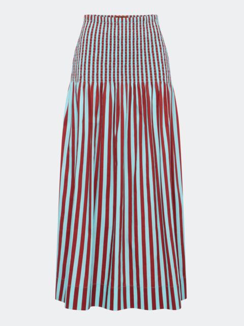 Flor Poplin Skirt In Salted Blue/Crimson