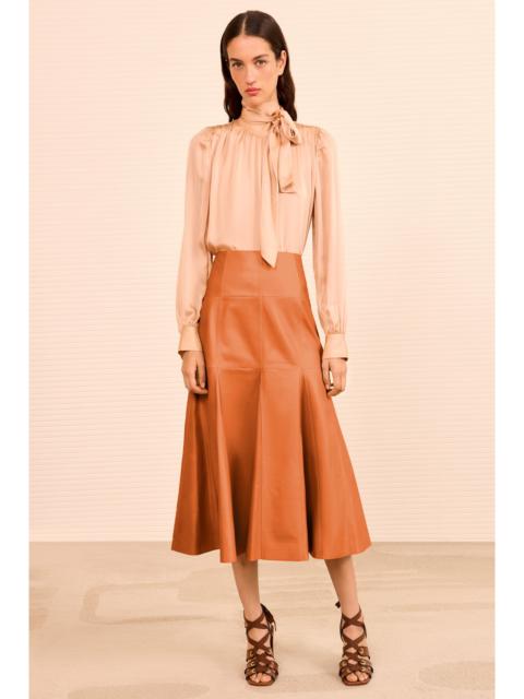 Noemi Fit and Flare Leather Skirt