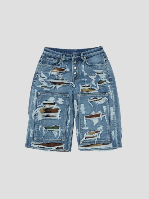 HELL CAMO DENIM SHORTS