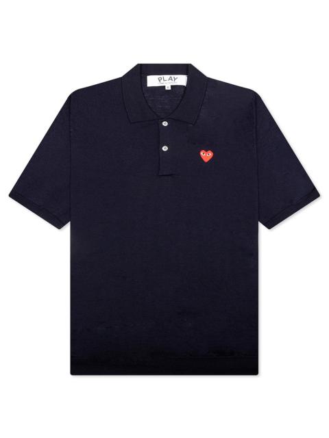 RED EMBLEM S/S POLO NECK - NAVY
