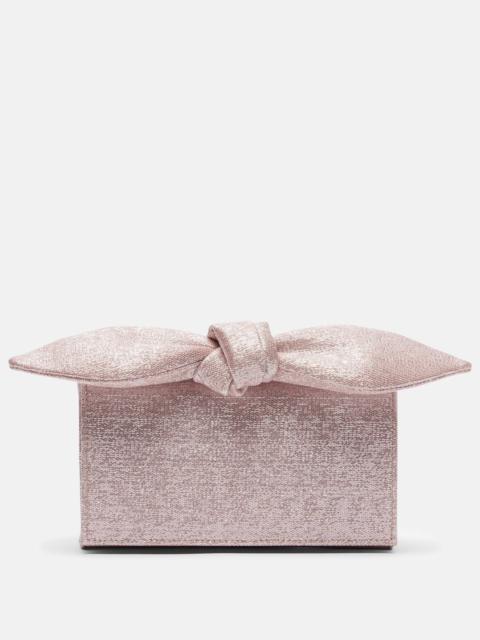Bow Tie Mini metallic-effect twill clutch