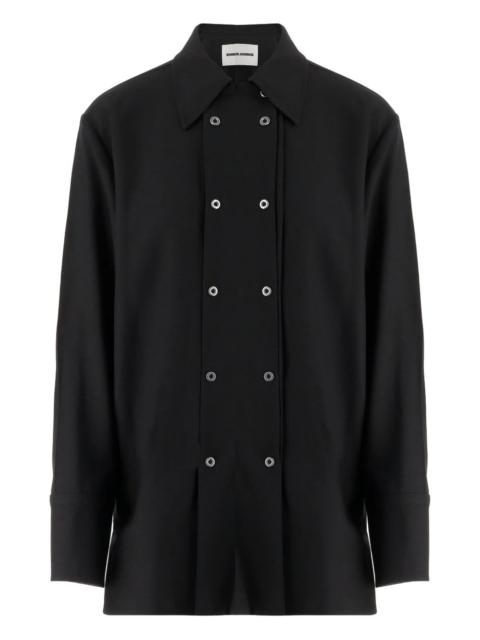double-breasted virgin-wool coat