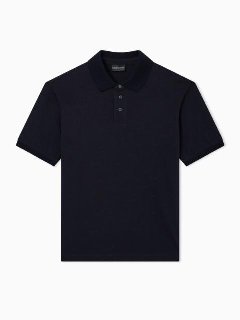 SLIM-FIT JERSEY POLO SHIRT WITH ALL-OVER JACQUARD EAGLE