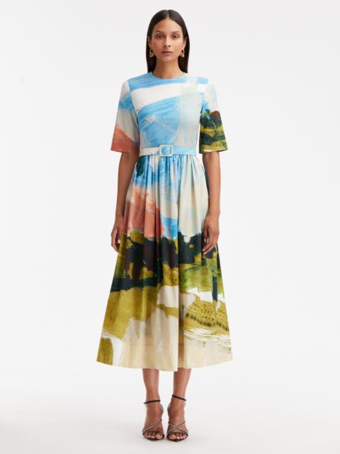 ABSTRACT LANDSCAPE COTTON POPLIN DRESS