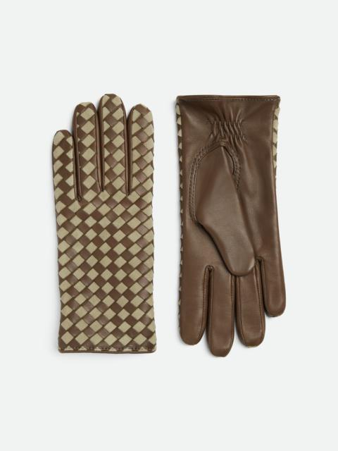 Intrecciato Leather And Suede Gloves