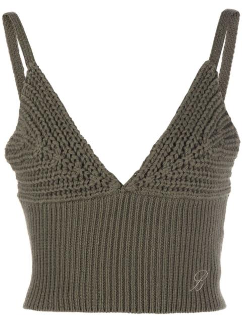 V-neck knitted wool top
