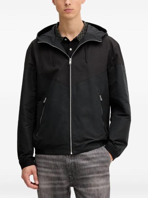 hooded zip-front jacket