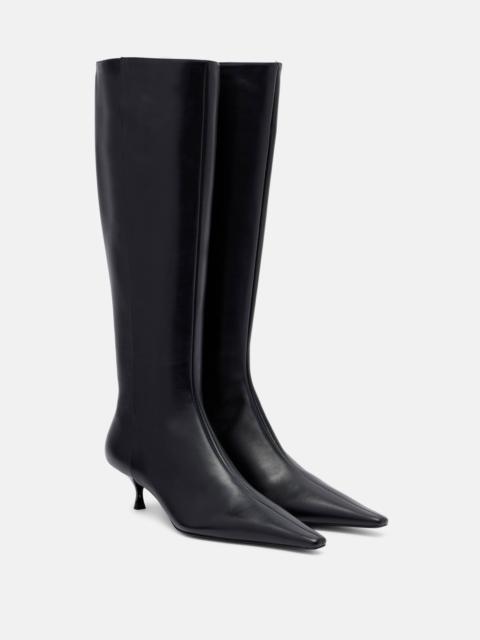 Pointy 45 leather knee-high boots