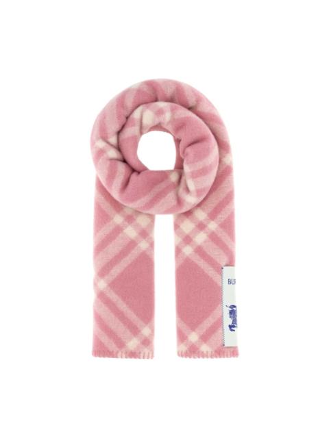 embroidered checked scarf