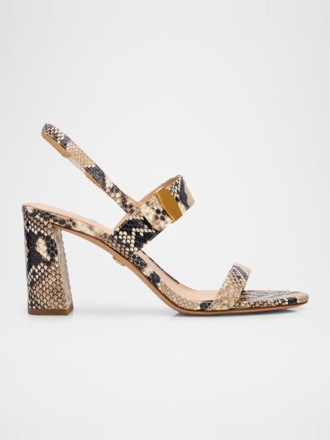 75mm Genetta Snake-Embossed Leather Sandals