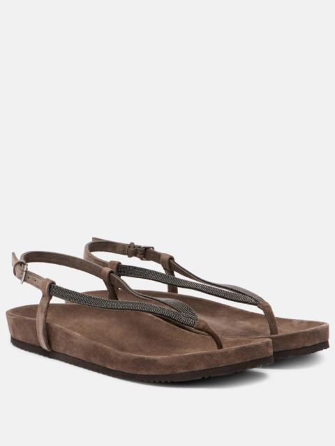 Monili suede thong sandals