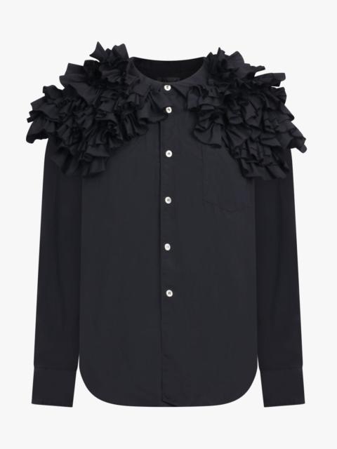 RUFFLE WIDE COLLAR SHIRT | BLACK